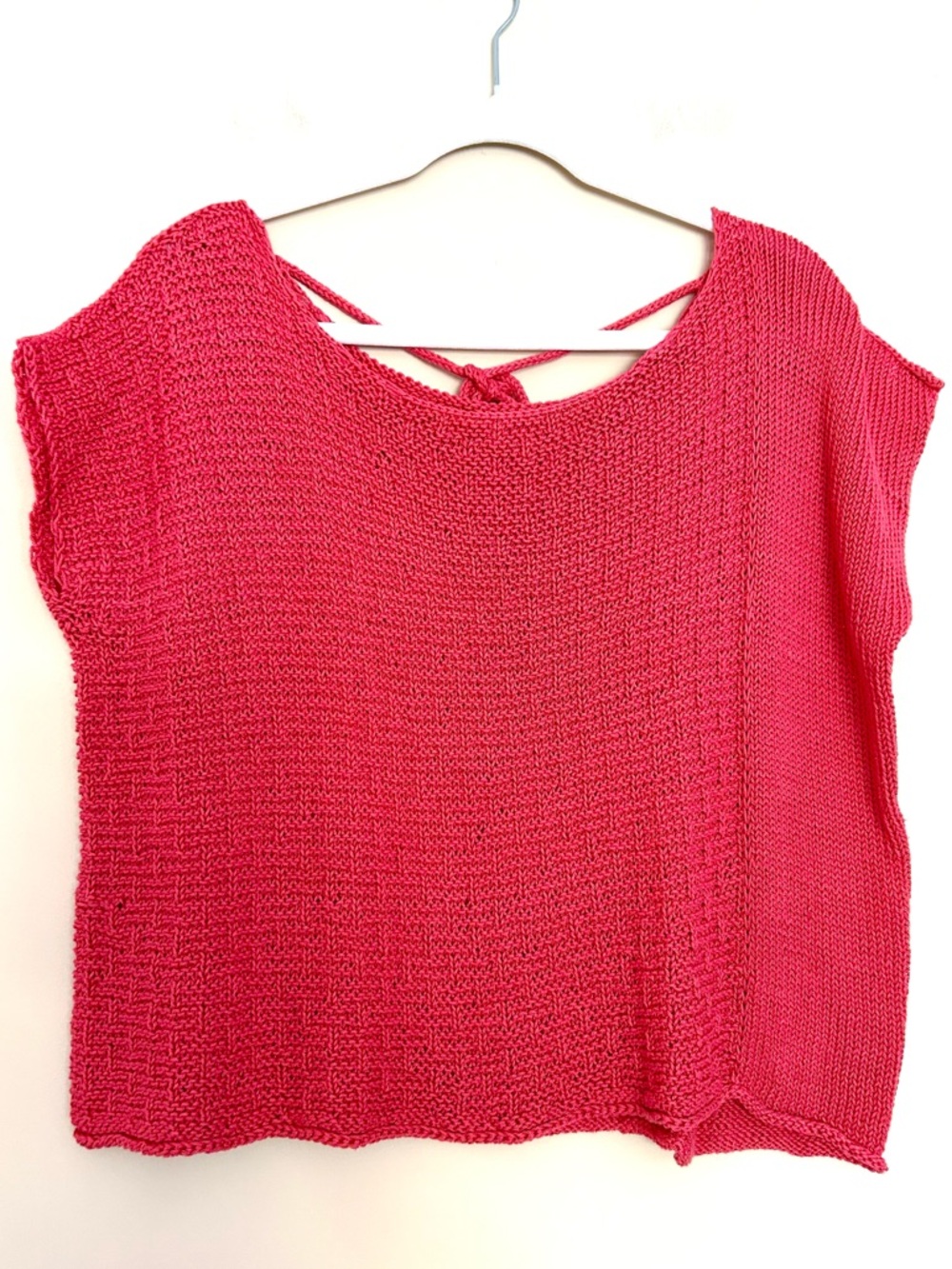 Women’s Pink Knit Sleeveless Cropped Top with Back Tie Detail